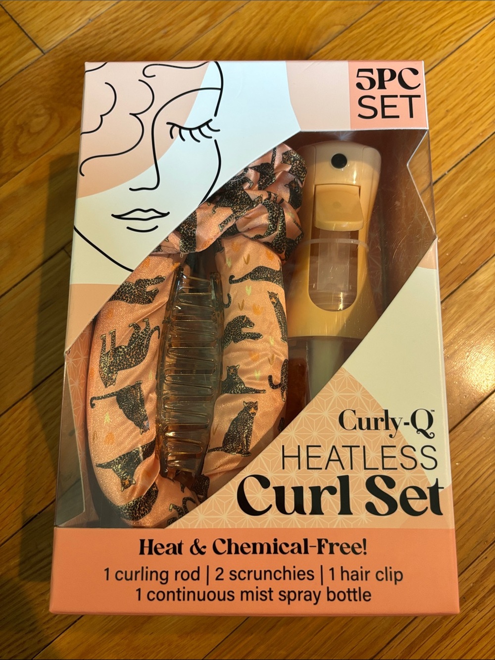 Curly-Q Heatless Curl Set in Peach Pink